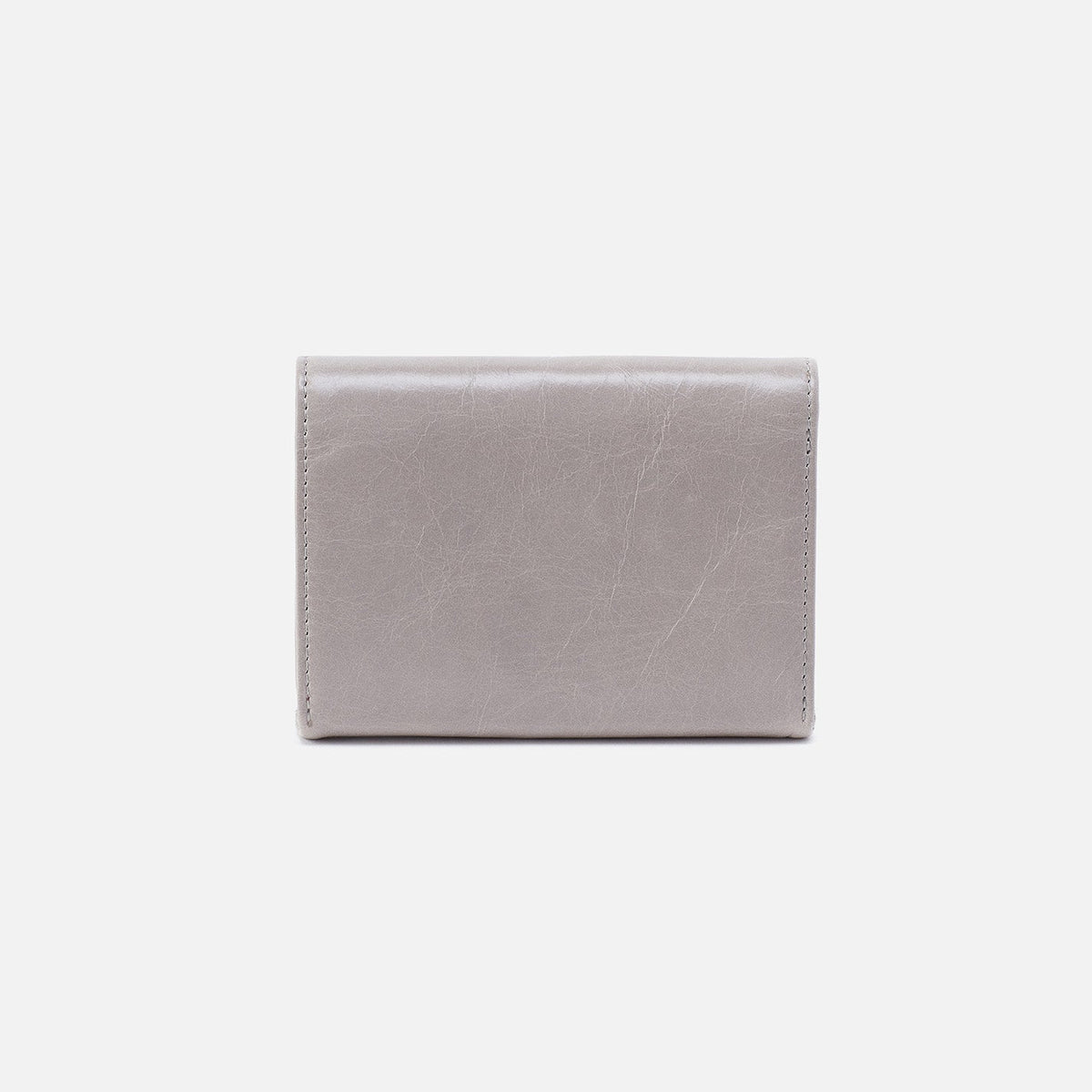 Robin Compact Wallet In Polished Leather - Light Grey | HOBO