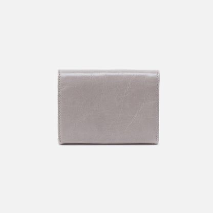 Robin Compact Wallet In Polished Leather - Light Grey | HOBO
