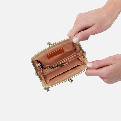 Cheer Frame Pouch In Metallic Leather - Gold Leaf | HOBO
