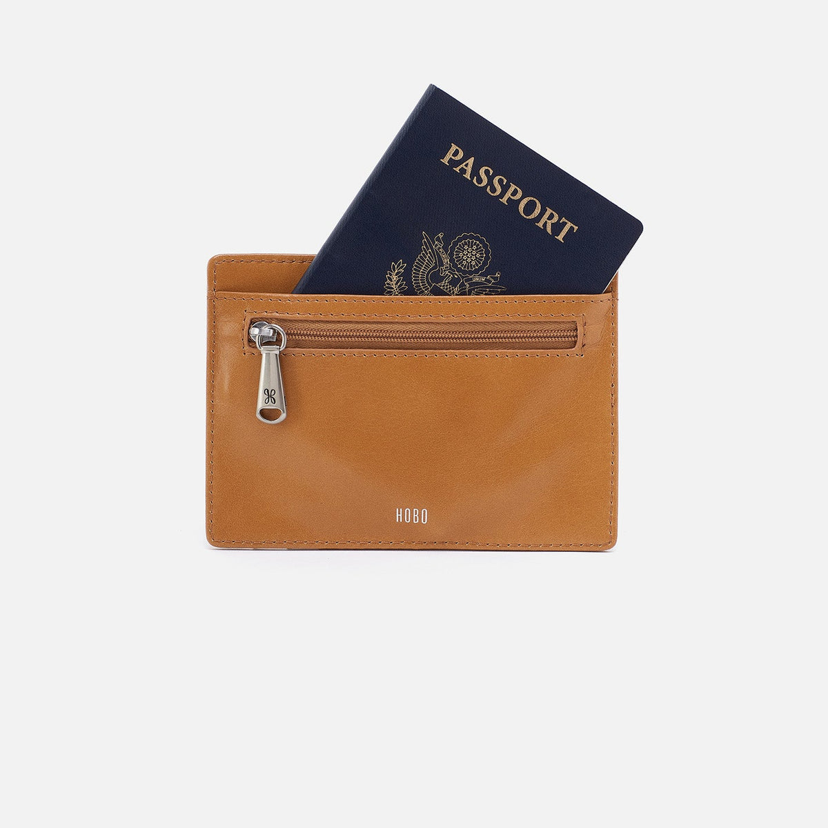 Euro Slide Card Case In Polished Leather - Natural | HOBO