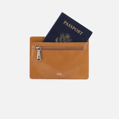 Euro Slide Card Case In Polished Leather - Natural | HOBO