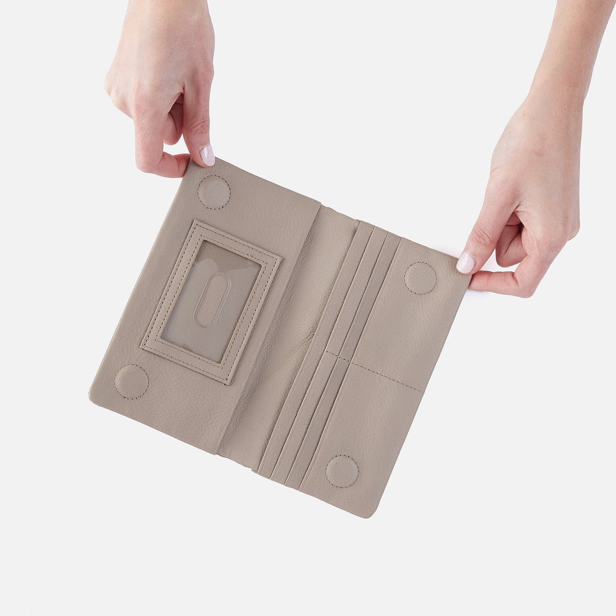 Lumen Continental Wallet In Pebbled Leather - Taupe | HOBO