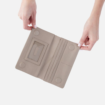 Lumen Continental Wallet In Pebbled Leather - Taupe | HOBO