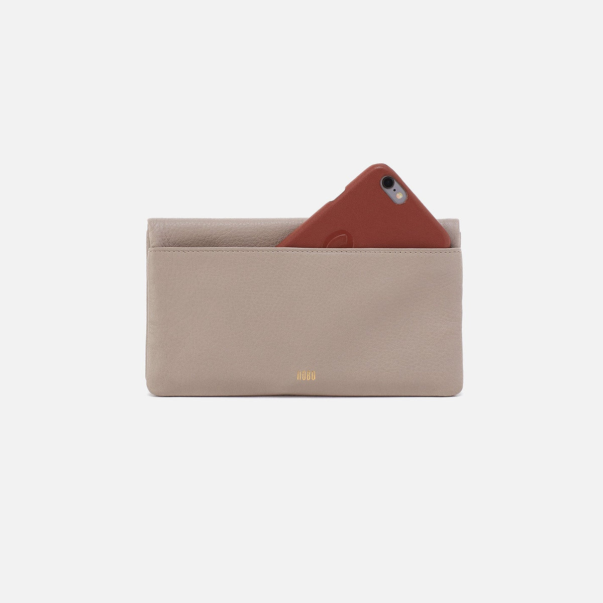 Lumen Continental Wallet In Pebbled Leather - Taupe | HOBO
