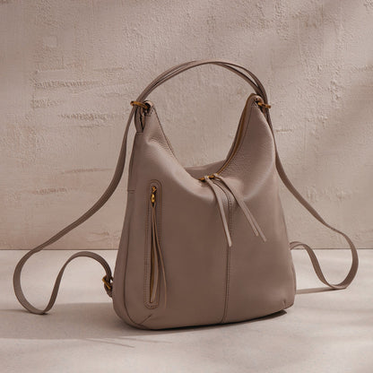 Merrin Convertible Backpack In Pebbled Leather - Taupe | HOBO
