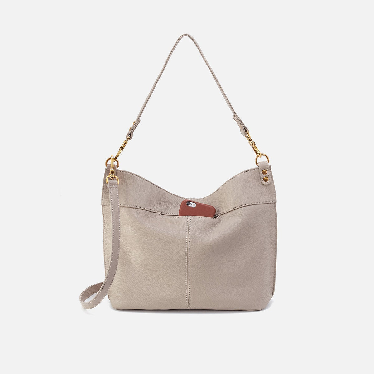 Pier Shoulder Bag In Pebbled Leather - Taupe | HOBO