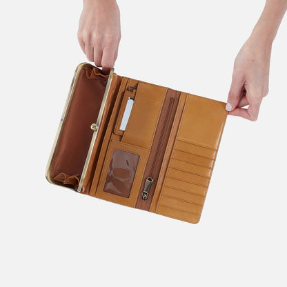 Rachel Continental Wallet In Polished Leather - Natural | HOBO