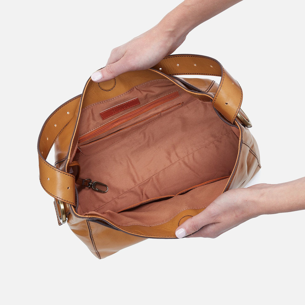Render Shoulder Bag In Polished Leather - Natural | HOBO