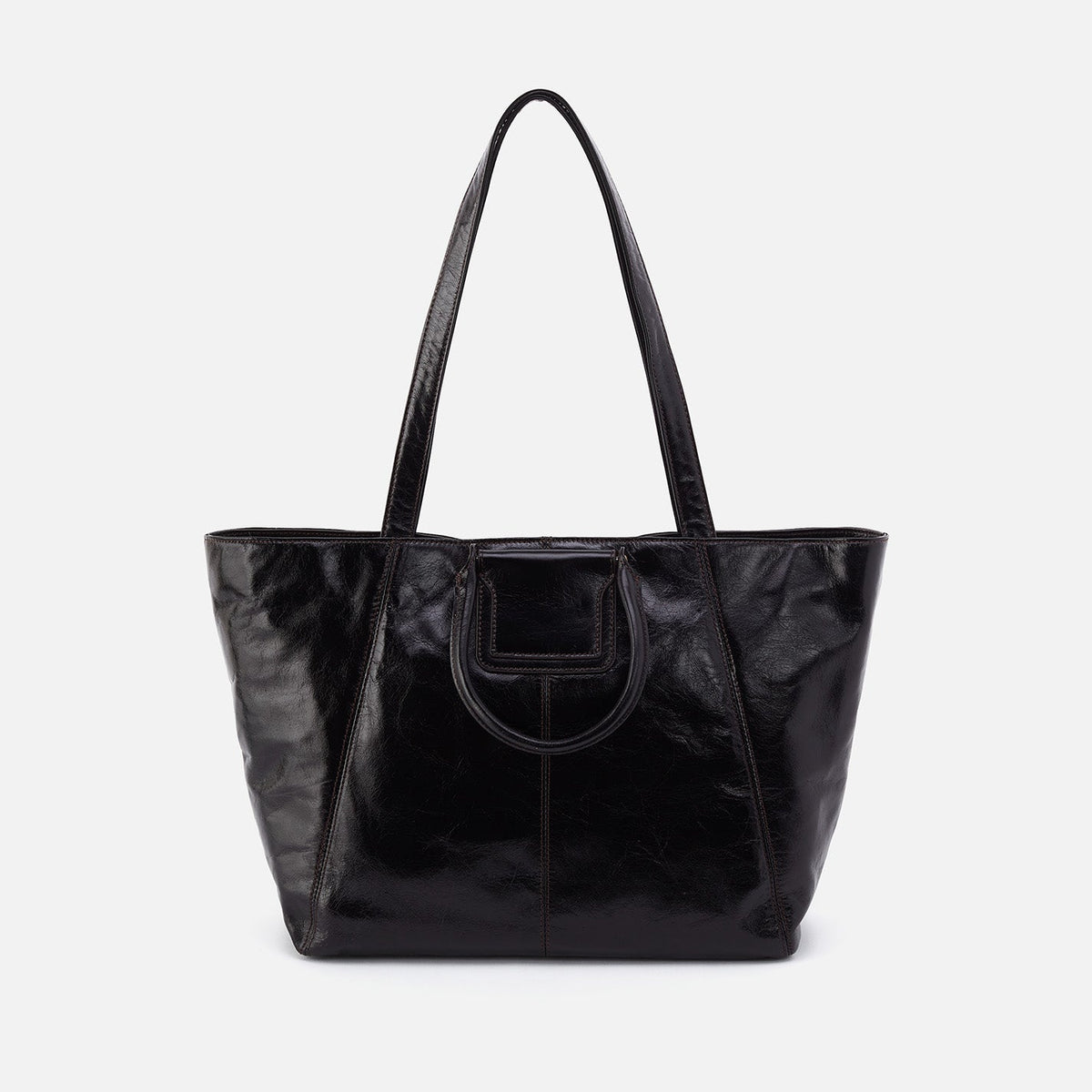 Sheila East-West Tote In Polished Leather - Black | HOBO