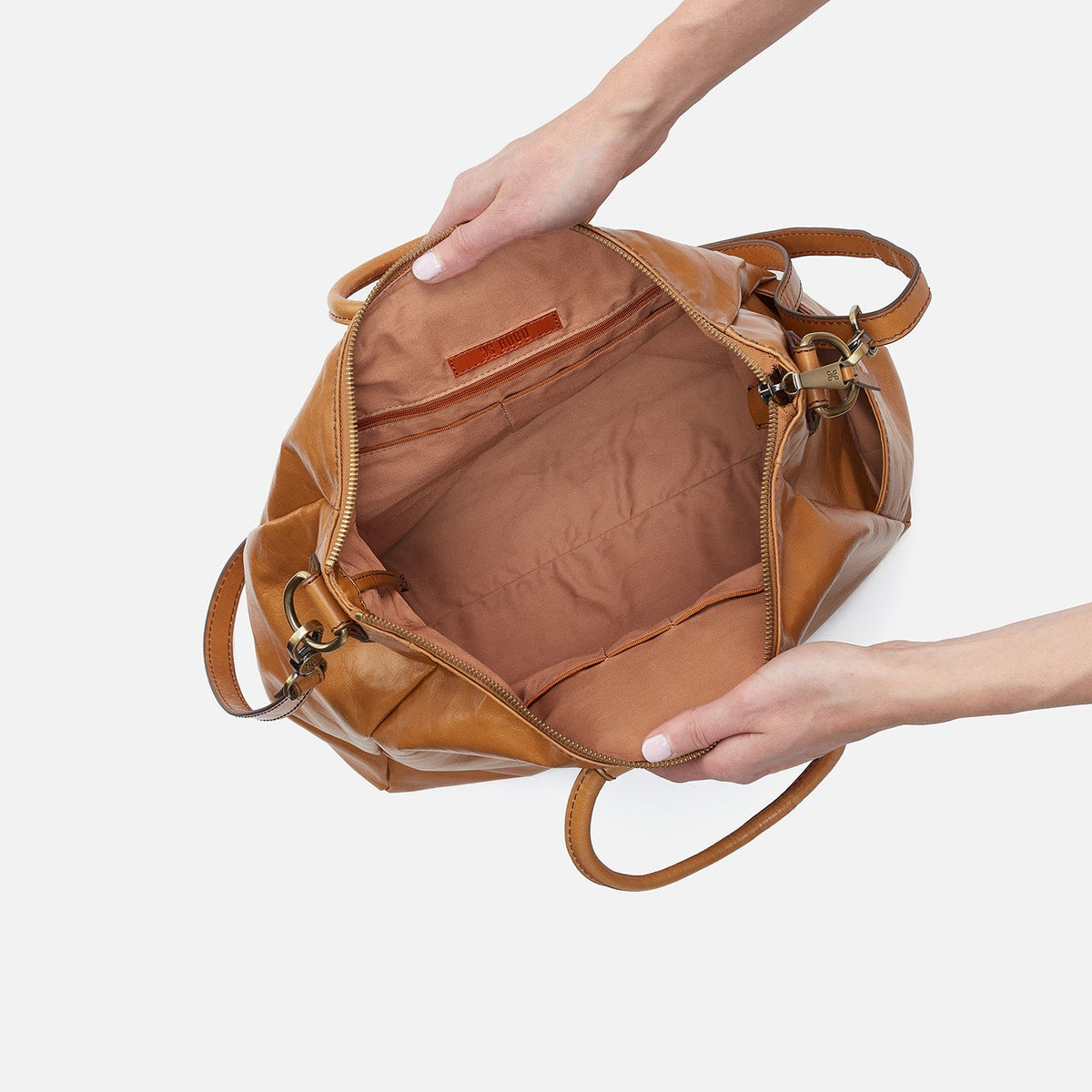 Sheila Large Satchel In Polished Leather - Natural | HOBO
