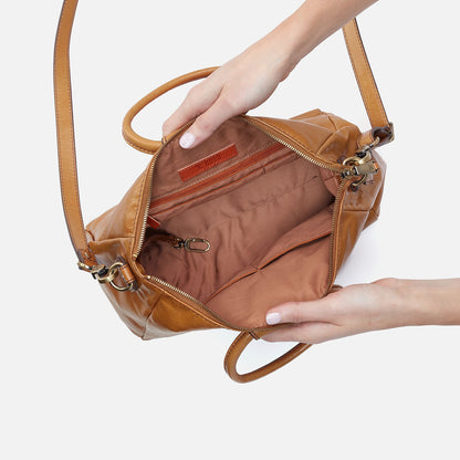 Sheila Medium Satchel In Polished Leather - Natural | HOBO