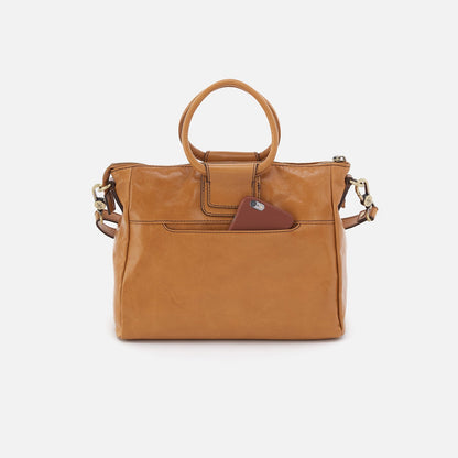 Sheila Medium Satchel In Polished Leather - Natural | HOBO