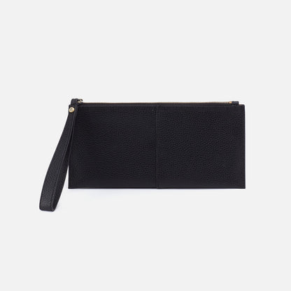 Vida Large Pouch in Micro Pebbled Leather - Black | HOBO