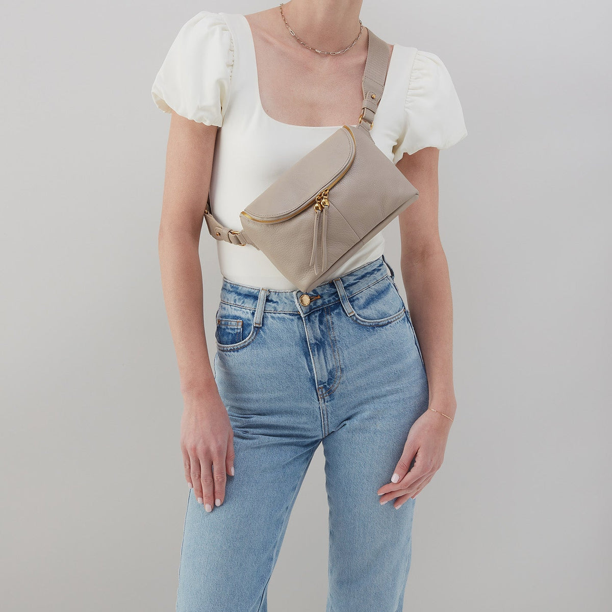 Fern Large Belt Bag In Pebbled Leather - Taupe | HOBO