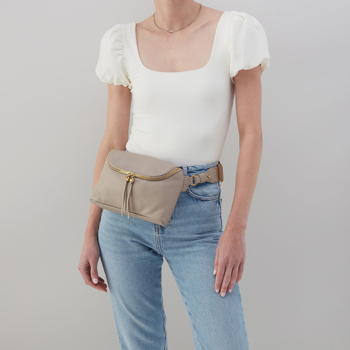 Fern Large Belt Bag In Pebbled Leather - Taupe | HOBO
