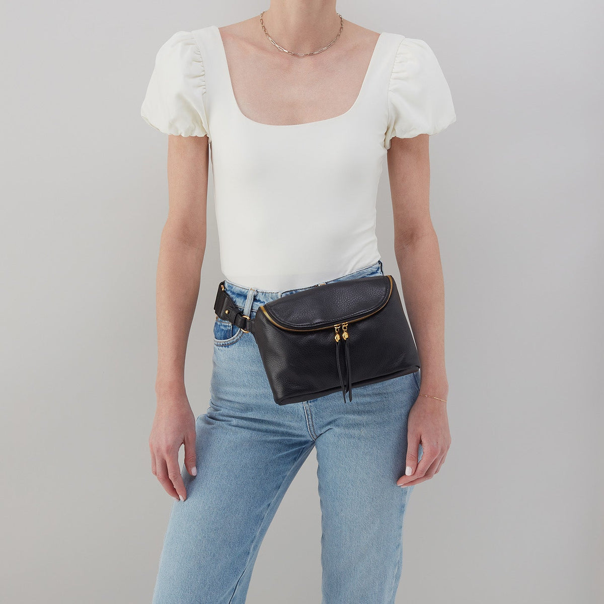 Fern Large Belt Bag In Pebbled Leather - Black | HOBO