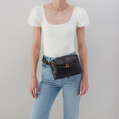 Fern Large Belt Bag In Pebbled Leather - Black | HOBO