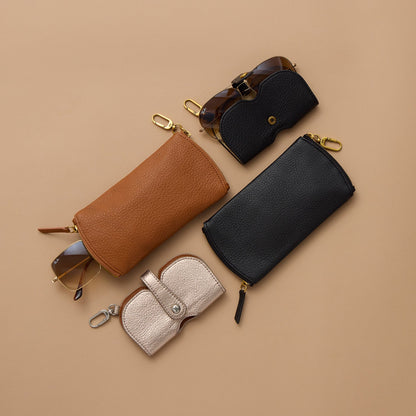 Blink Glasses Holder In Pebbled Leather - Black | HOBO