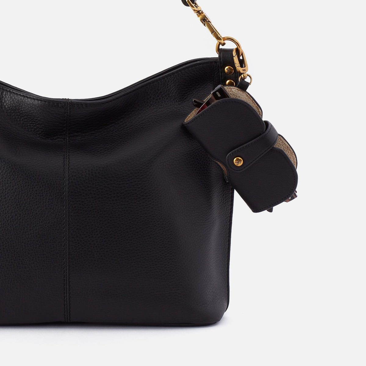 Blink Glasses Holder In Pebbled Leather - Black | HOBO