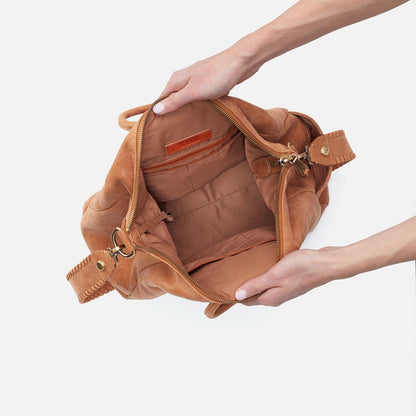 Sheila Large Satchel In Buffed Leather - Whiskey | HOBO