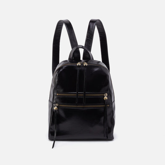 Billie Backpack In Polished Leather - Black | HOBO