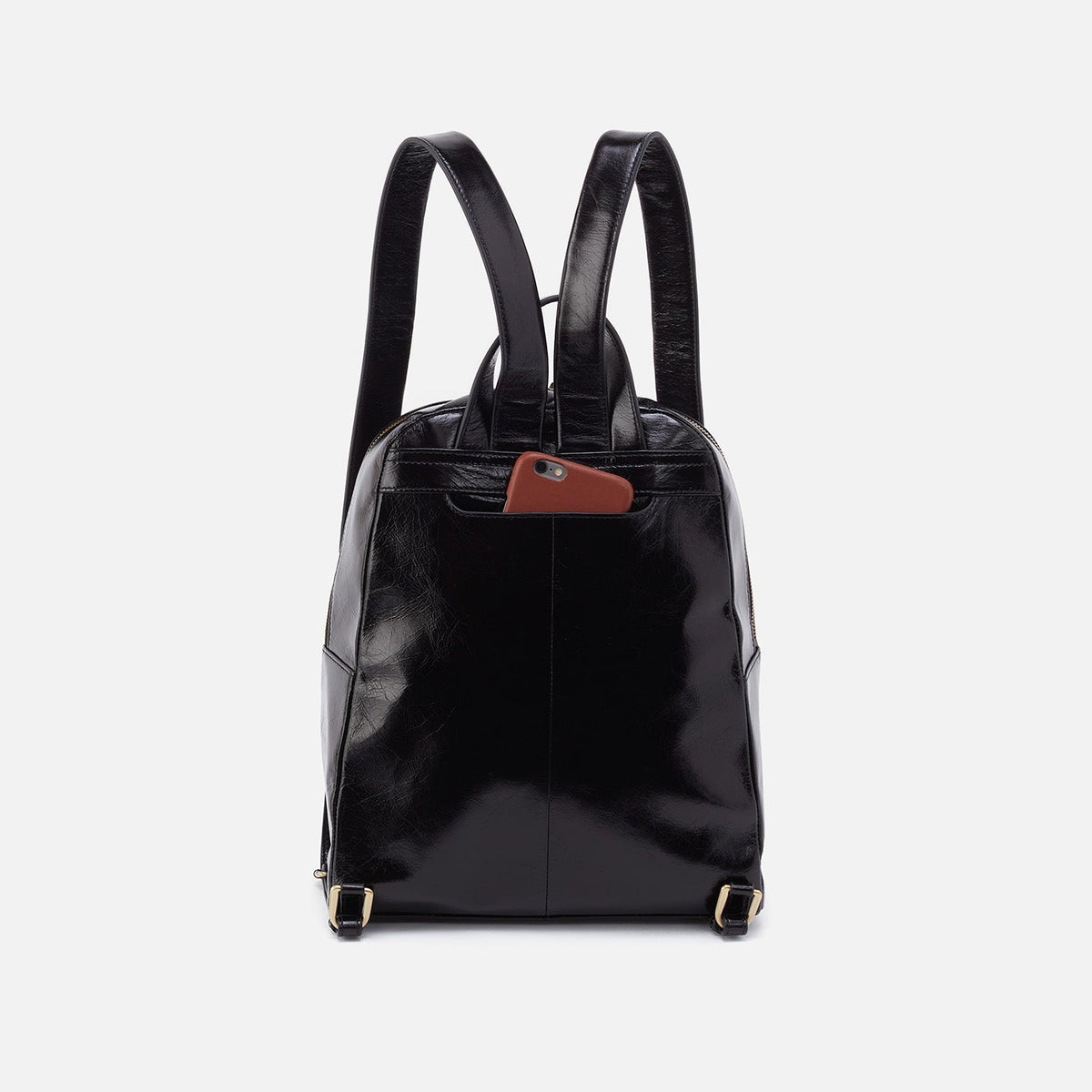 Billie Backpack In Polished Leather - Black | HOBO