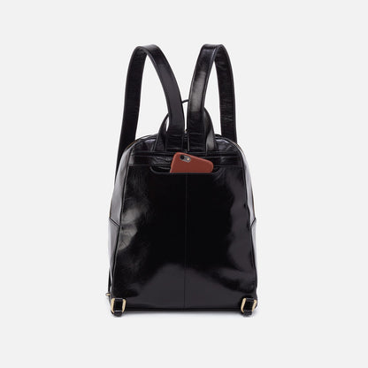 Billie Backpack In Polished Leather - Black | HOBO