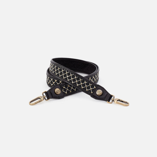 Lattice Stud Strap In Polished Leather - Black | HOBO