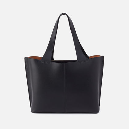 Vida Large Tote in Micro Pebbled Leather - Black | HOBO