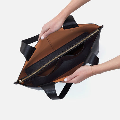 Vida Large Tote in Micro Pebbled Leather - Black | HOBO