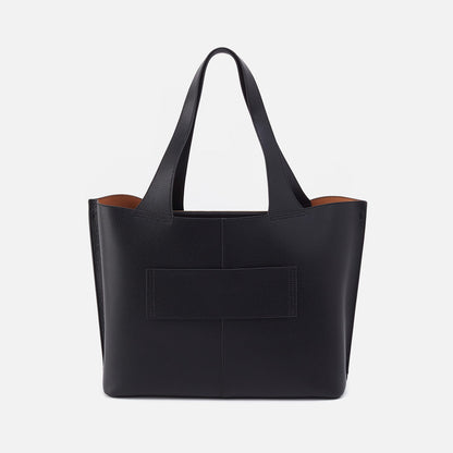 Vida Large Tote in Micro Pebbled Leather - Black | HOBO