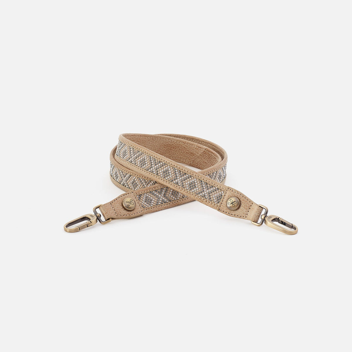 Skinny Beaded Strap In Metallic Leather - Gold Leaf | HOBO