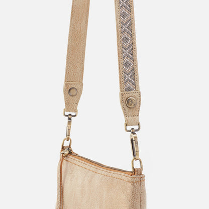 Skinny Beaded Strap In Metallic Leather - Gold Leaf | HOBO