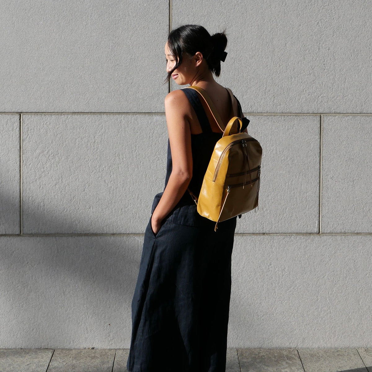 Billie Backpack In Polished Leather - Natural | HOBO