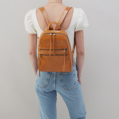 Billie Backpack In Polished Leather - Natural | HOBO