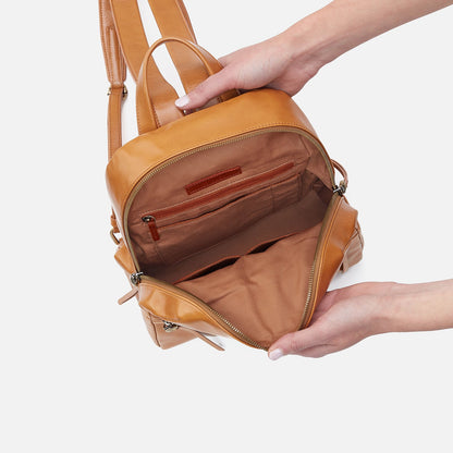 Billie Backpack In Polished Leather - Natural | HOBO
