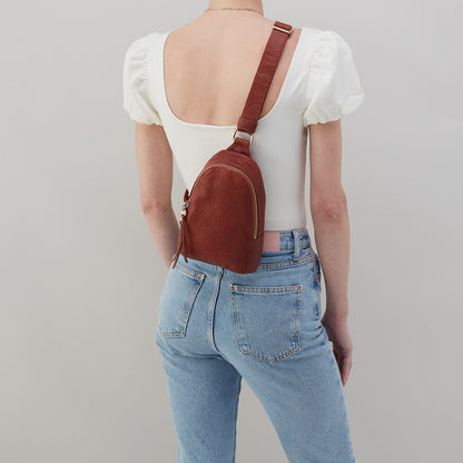 Fern Sling In Soft Embossed Leather - Tuscan Brown | HOBO