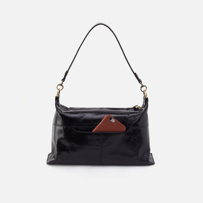 Avon Shoulder Bag In Polished Leather - Black | HOBO