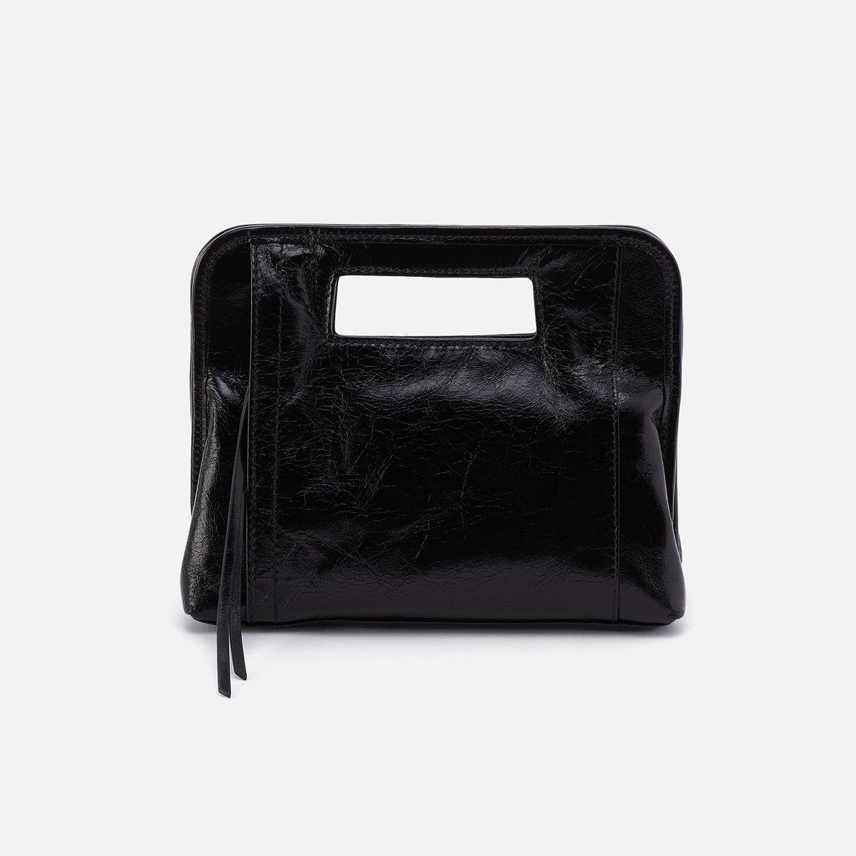 Ace Clutch In Polished Leather - Black | HOBO