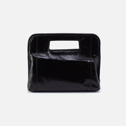 Ace Clutch In Polished Leather - Black | HOBO