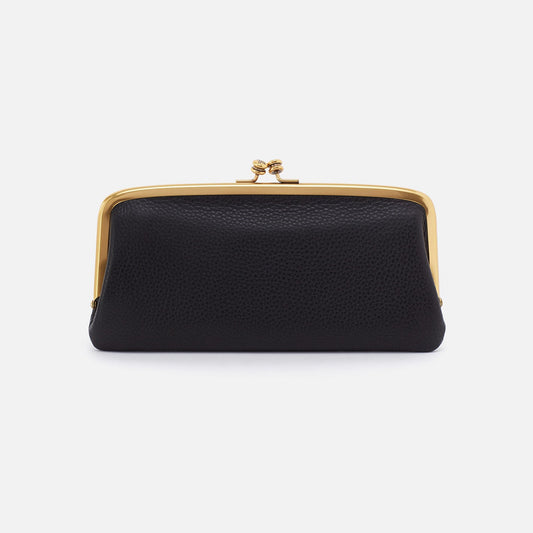 Cora Large Frame Wallet In Pebbled Leather - Black | HOBO