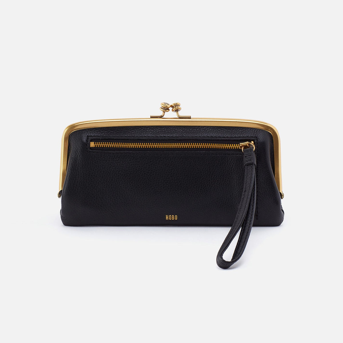 Cora Large Frame Wallet In Pebbled Leather - Black | HOBO