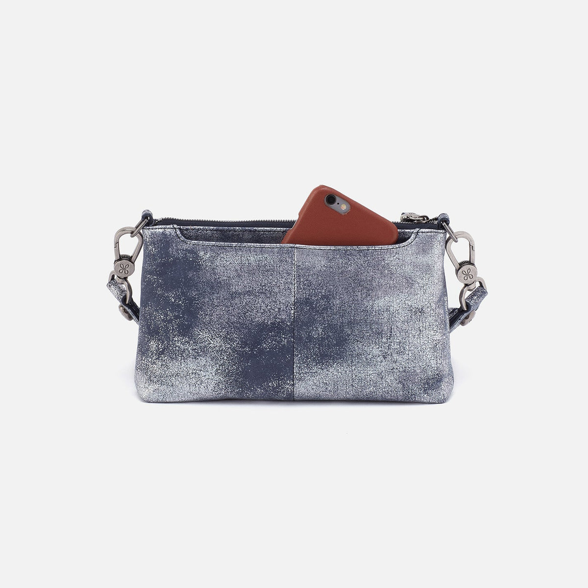 Darcy Crossbody In Metallic Leather - Blue Pewter | HOBO