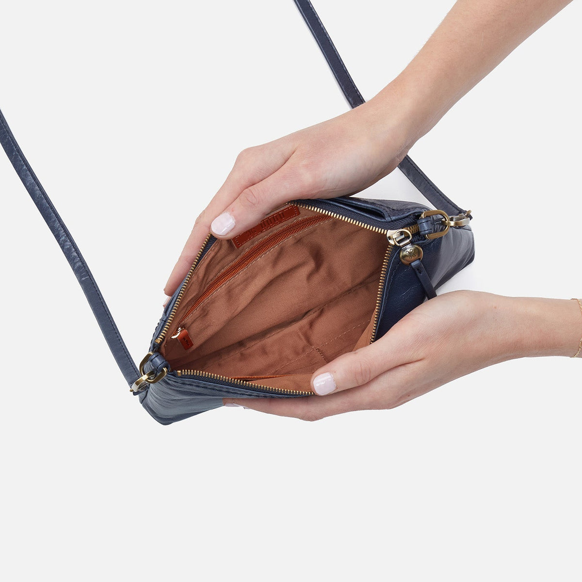 Darcy Crossbody In Polished Leather - Blue Stone | HOBO