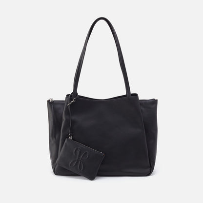 Essential Large Tote In Soft Saffiano Leather - Black | HOBO