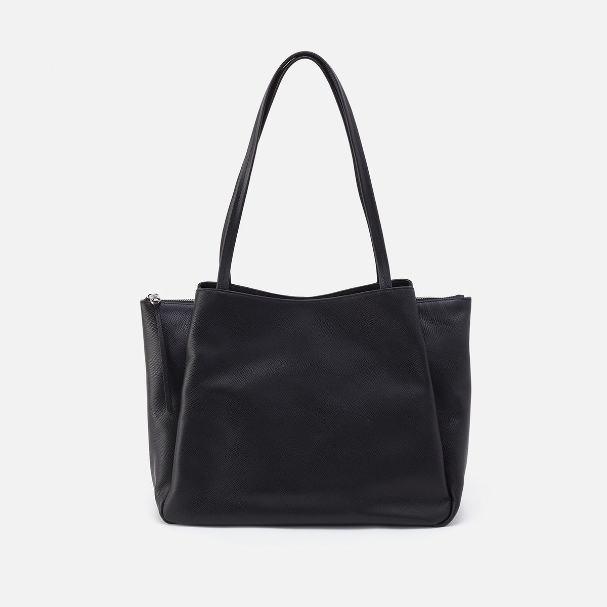 Essential Large Tote In Soft Saffiano Leather - Black | HOBO