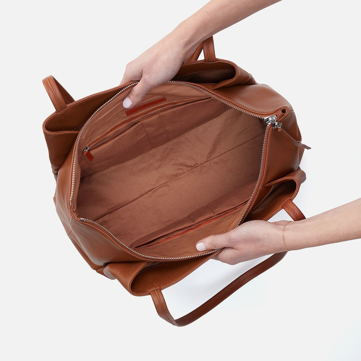 Essential Large Tote In Soft Saffiano Leather - Lion | HOBO