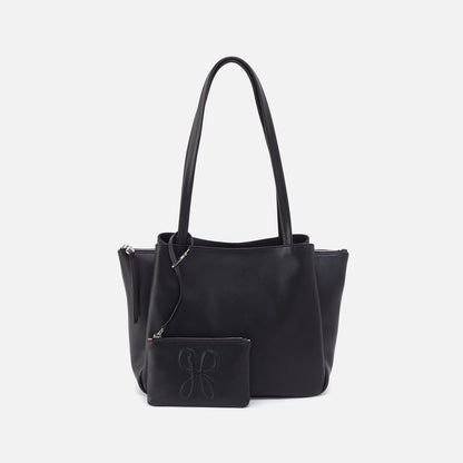 Essential Medium Tote In Soft Saffiano Leather - Black | HOBO
