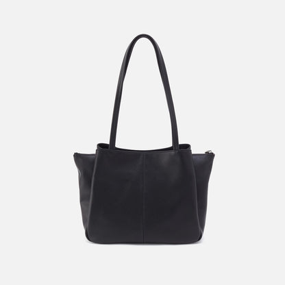 Essential Medium Tote In Soft Saffiano Leather - Black | HOBO