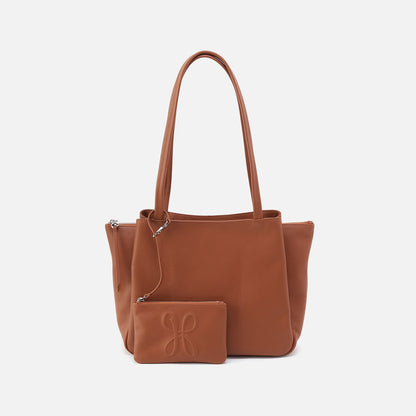 Essential Medium Tote In Soft Saffiano Leather - Lion | HOBO